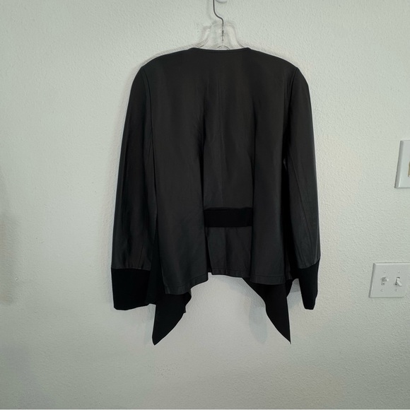 Lafayette 148 New York Leather Wool Jacket Open Waterfall Black 8 - Picture 4 of 14